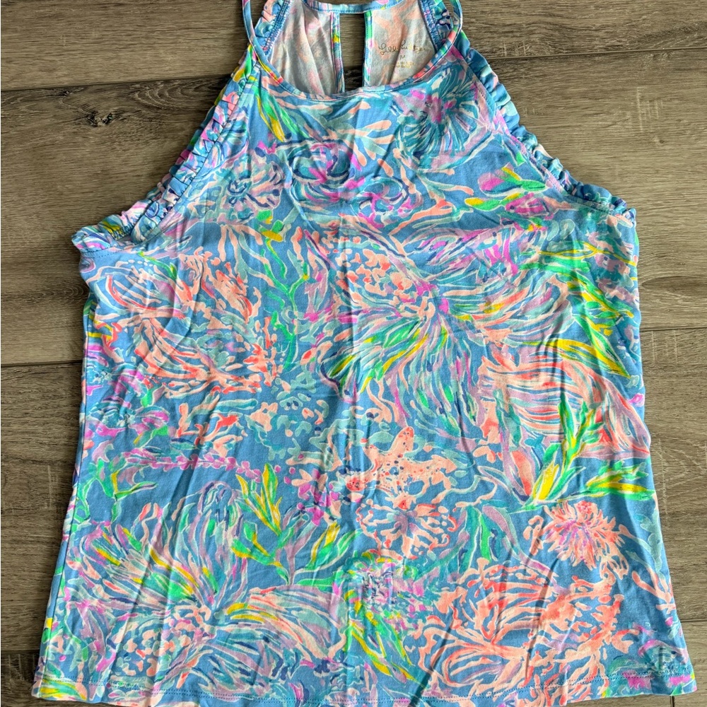 Lilly Pulitzer Pastel Tropical Racerback Tank - Blue, Pink & Green